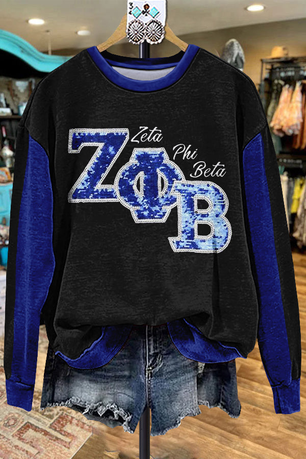 Elegant Contrast Color Zeta Phi Beta Sweatshirt