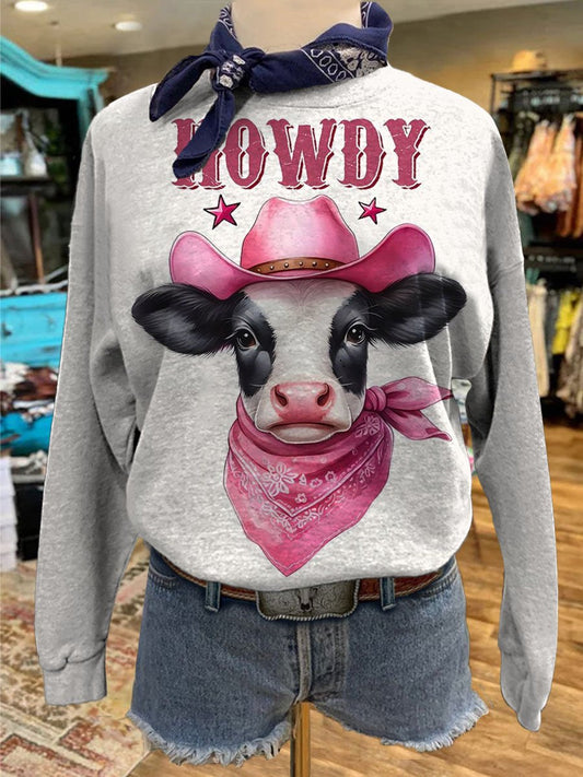 Cow Print Casual Sweatshirt