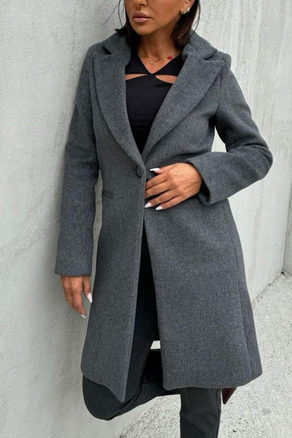 Women's Casual Lapel Solid Color Coat