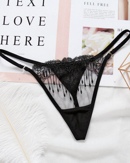 Thin Transparent Embroidered Seamless Women’s Underwear Thong