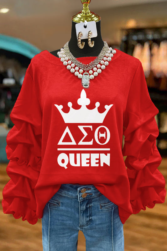 Delta Sigma Theta Sorority Print Pleated Sweatshirt