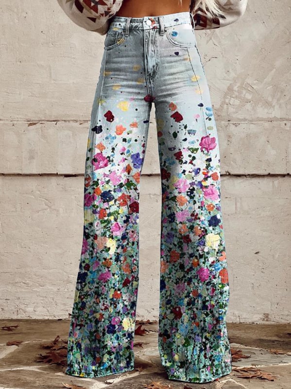 Women's Retro Casual Wide Leg Pants