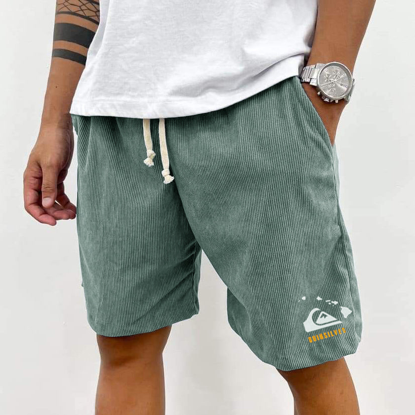 Men's Retro Casual Printed Corduroy Shorts