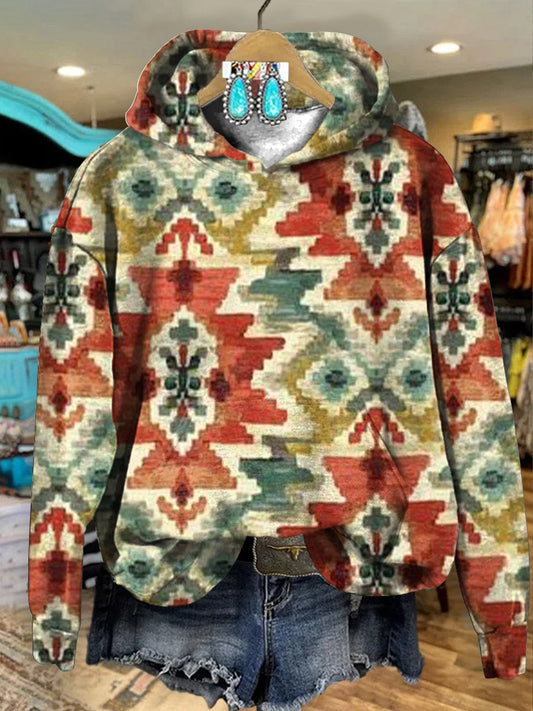 Vintage Aztec Art Print Casual Hoodie Sweatshirt