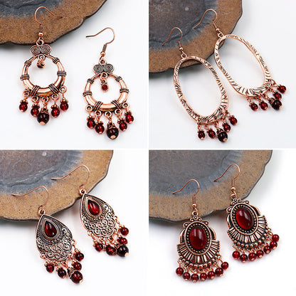 Women's Bohemian Garnet Earrings