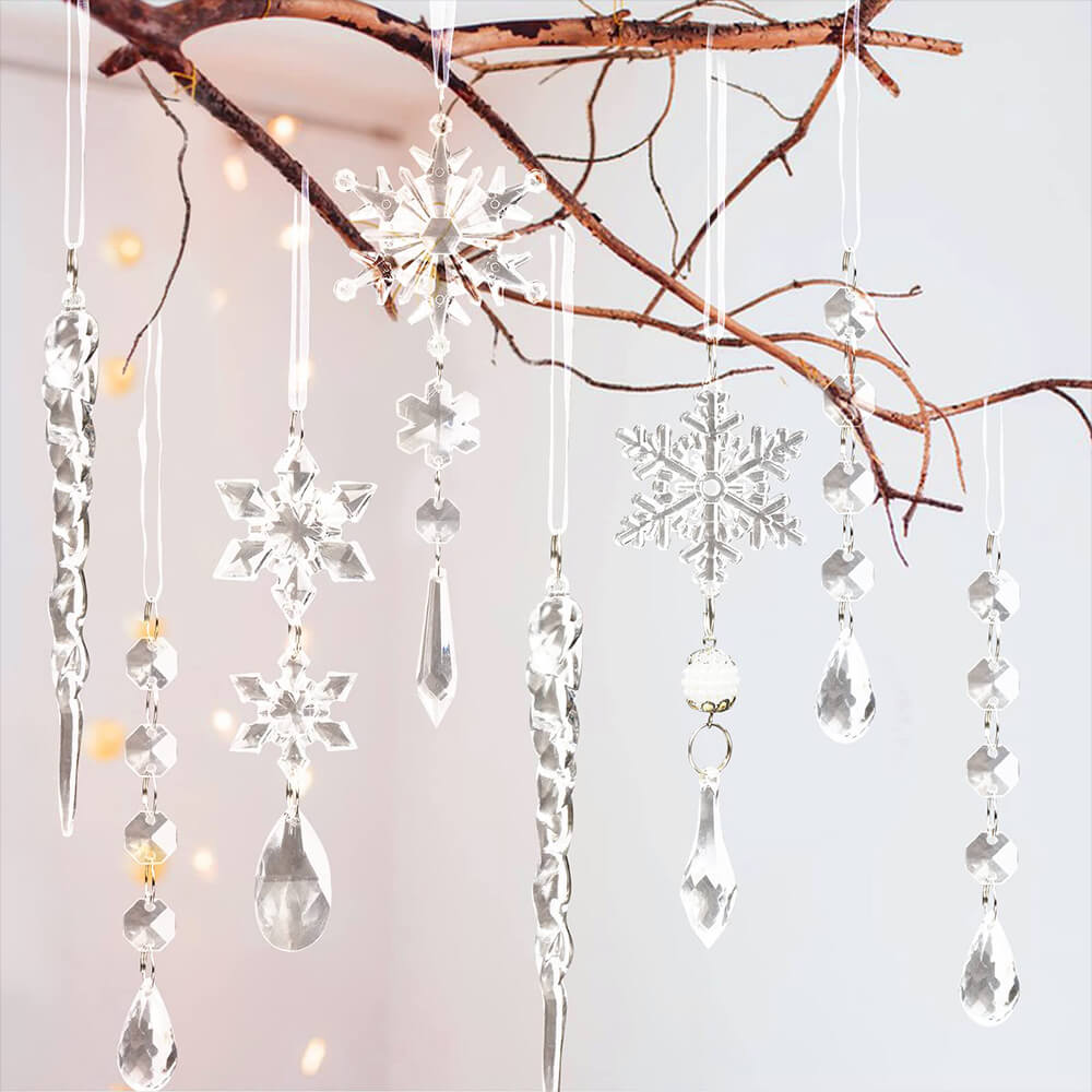 Christmas Decoration Snowflake Crystal Pendant Set (18 PCS)