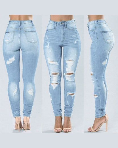 Women's Ripped Elastic Skinny Jeans