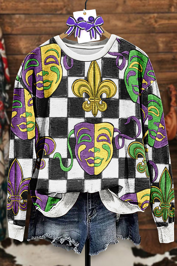 Vintage Mardi Gras Print Sweatshirt