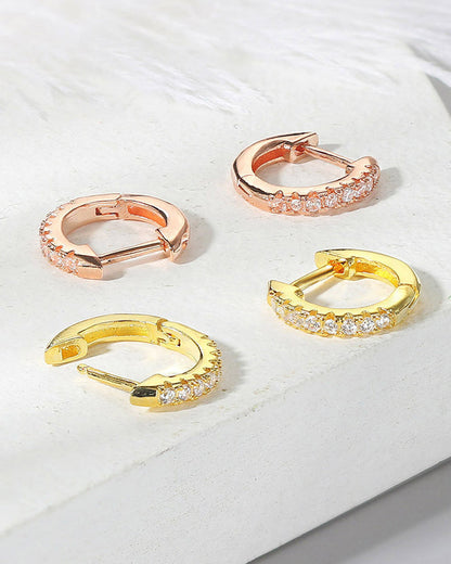 Simple Circle Micro-Paved Single Row Zircon Earrings