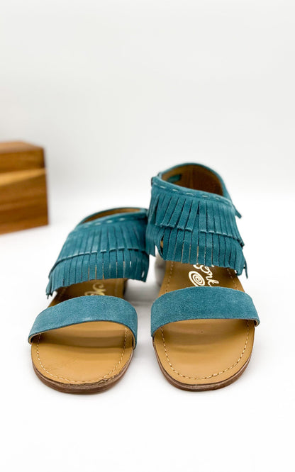 Naughty Monkey Fringe Star Sandal in Teal