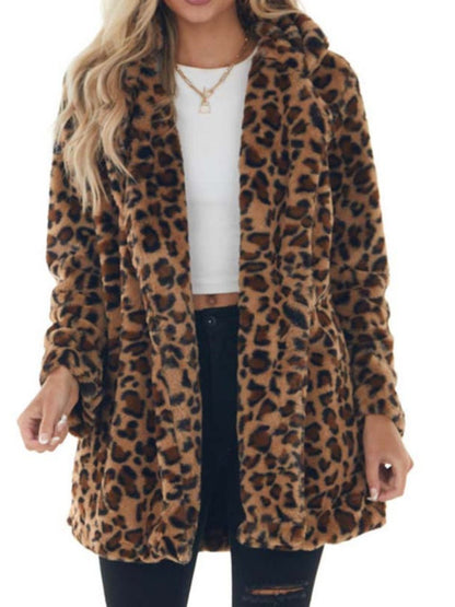 Women's Casual Loose Plush Leopard Jacket