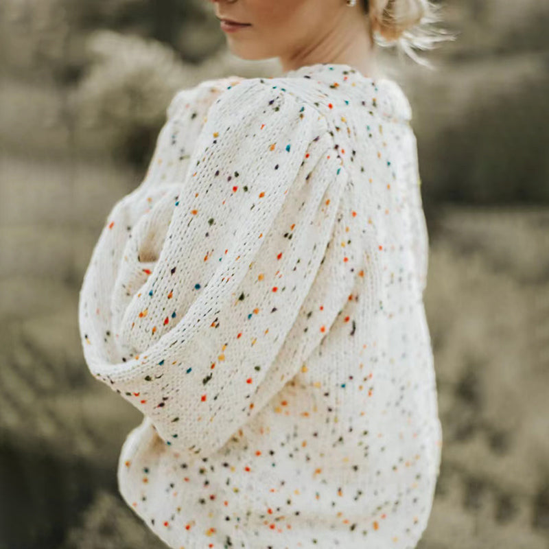 Colorful Polka Dot Pullover Long-sleeved Loose Knitted Sweater