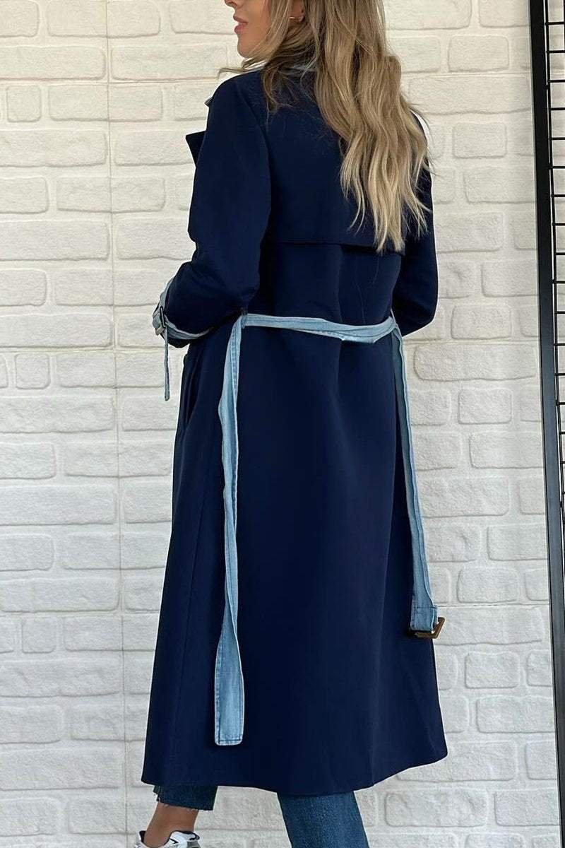 Women's Elegant Colorblocked Long Coat