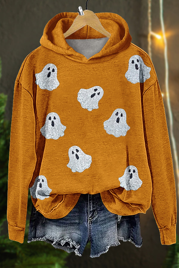 Halloween Ghost Print Sweatshirt