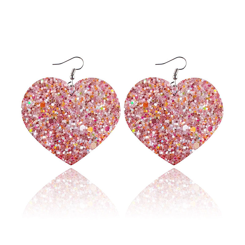 Valentine's Day Sequin Heart Pattern Earrings