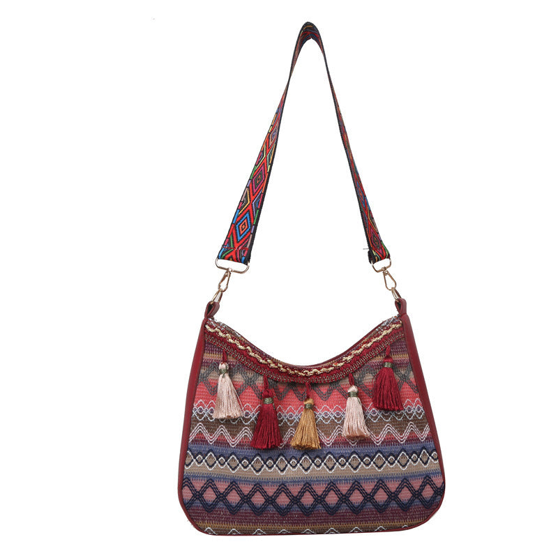 Ethnic Braided Bohemian Fringed Crossbody Bag