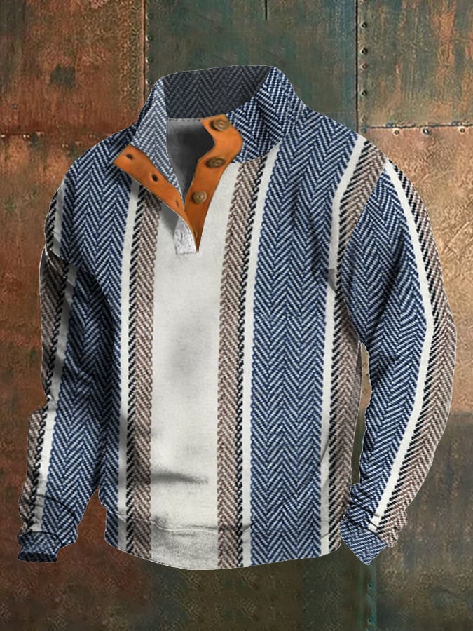 Men's Retro Western Stand Collar Sweatshirt