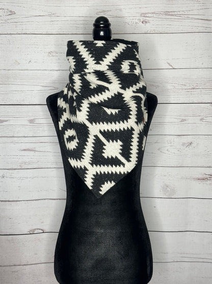 Women's Black & White Western Aztec Warm Neck Hood