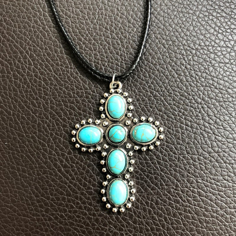 Vintage Turquoise Cross Necklace