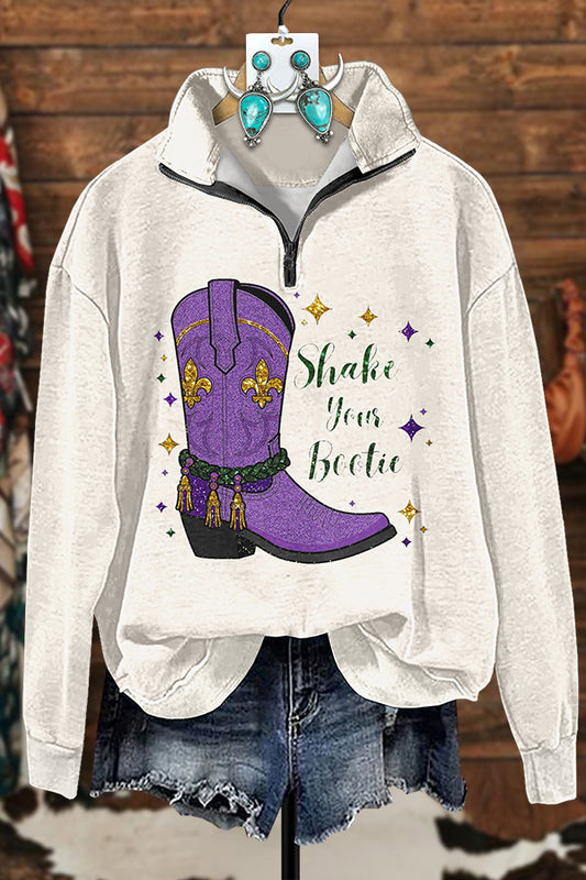 Western Mardi Gras Boots Zipper Sweatshirt