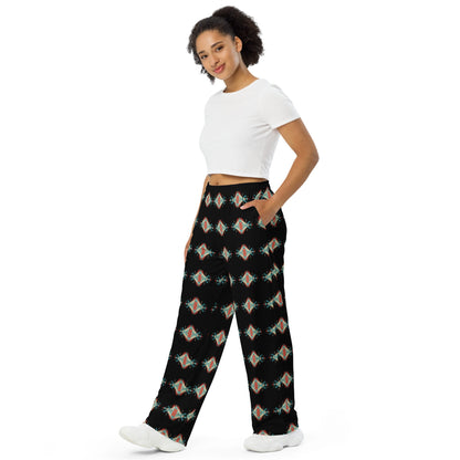 Black Aztec Unisex Wide Leg Pants