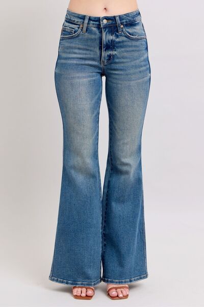 Judy Blue MR Tummy Control Vintage Wash Flare Bell Bottom Jeans