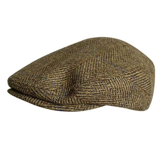 THE PEAKED Marl Flat Hat -Harris Tweed