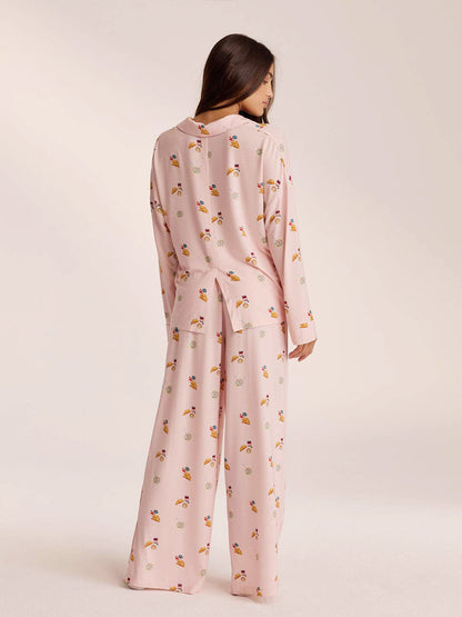 Food Print Pajama Set - Dusty Pink