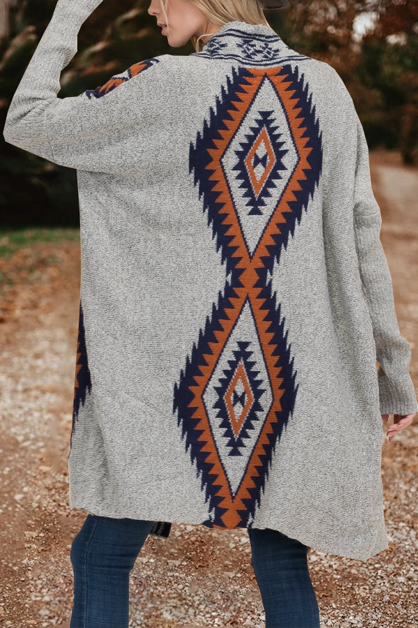 Aztec Pattern Duster Cardigan for Women