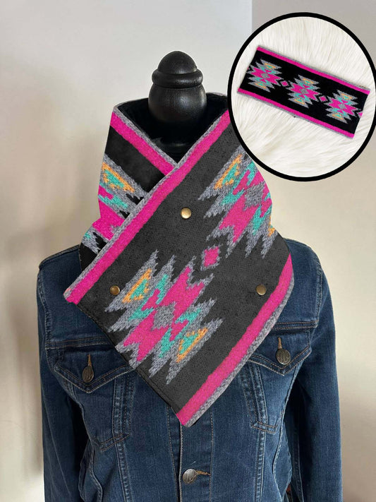 Gallup Aztec Scarf with Matching Headband Pink