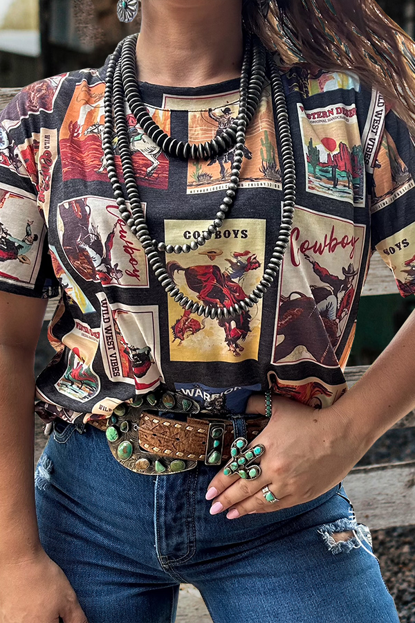 Vintage Western Print T-Shirt