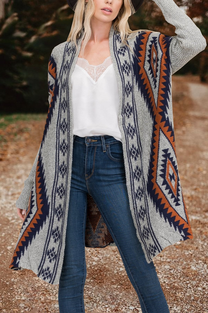 Aztec Pattern Duster Cardigan for Women