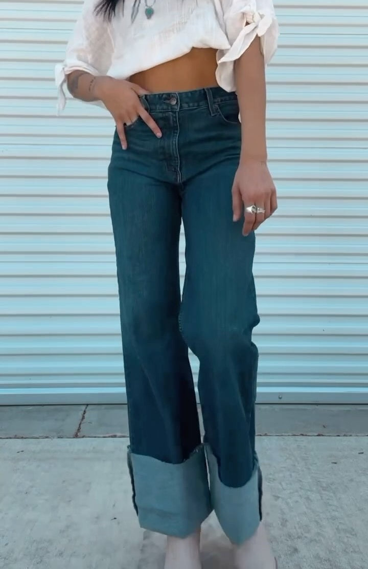 Vintage High Waist Washed Wide Jeans