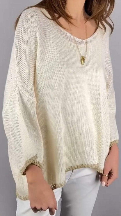 Women's Casual Solid Color Long Sleeve Knitted Top