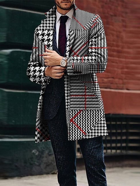 Men's Casual Printed Woolen Coat