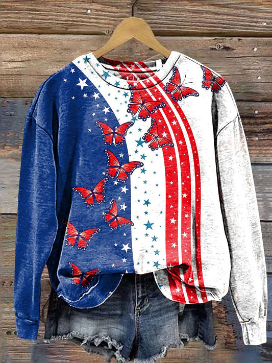 Patriotic Feelings Butterfly Galaxy Art Print Casual Sweatshirt