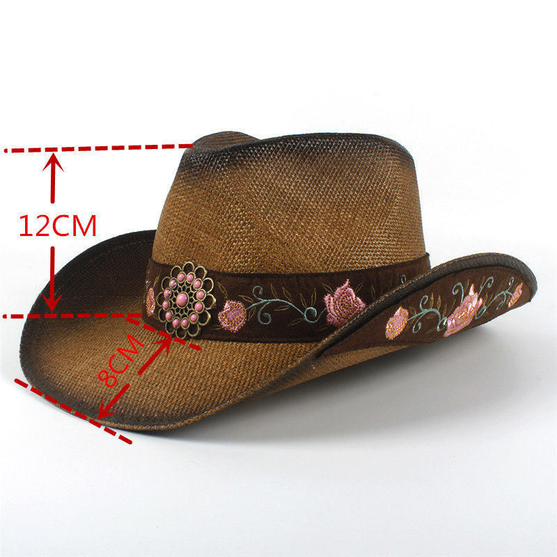 Unique Floral Embroidered Western Hat