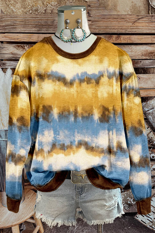 Cozy Unique Tie-dye Print Sweatshirt