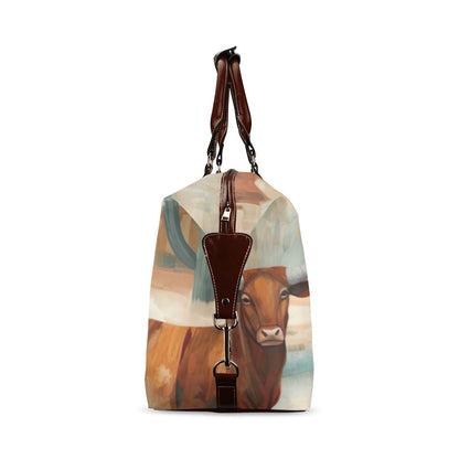 Watercolor Cattle Desert Large Travel Flight Bag