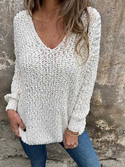 Women's Knitted Long Sleeve Casual Sweater Top