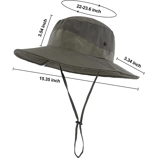 Mens Womens Sun Hat Wide Brim Breathable Mesh UPF 50+ Waterproof Fishing Hat Safari Hat Foldable Boonie Cap A-khaki