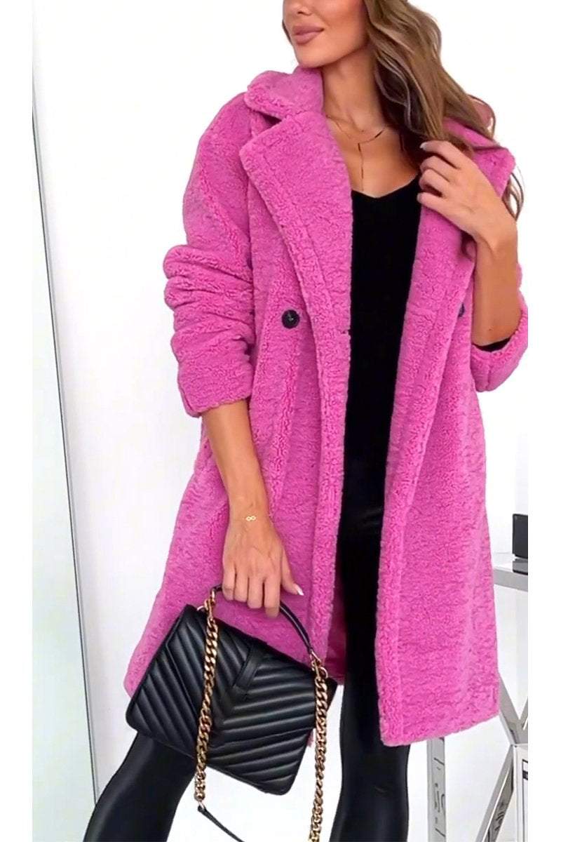 Women's Casual Lapel Lamb Coat