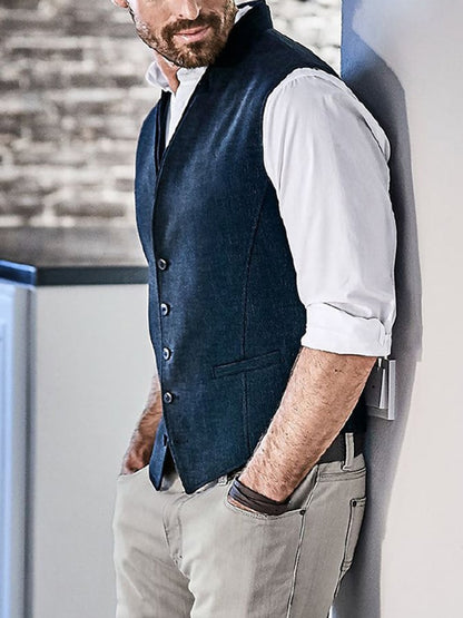 Fashion Temperament Men's Single-Breasted Slim Vest Vest