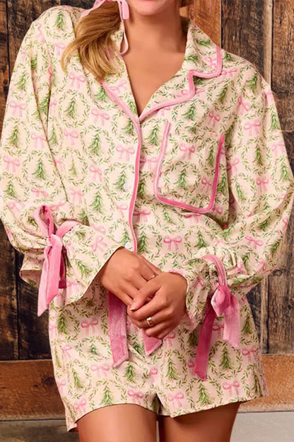 Christmas Tree Bow Print Pajama Set