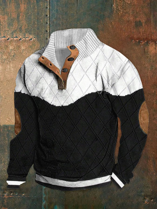 Men's Geometric Stand Collar Pullover