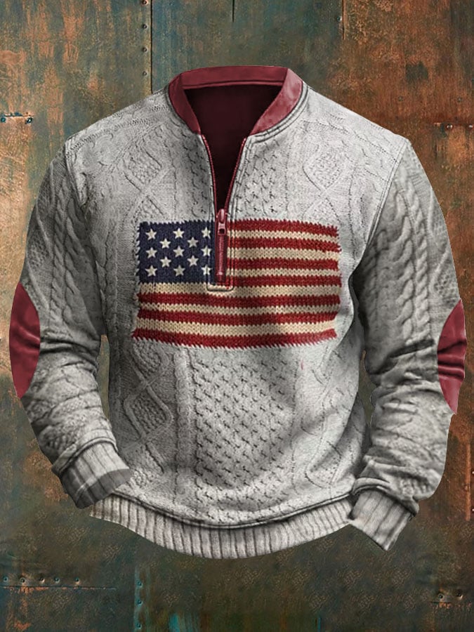 Men's Retro Flag Casual Pullover