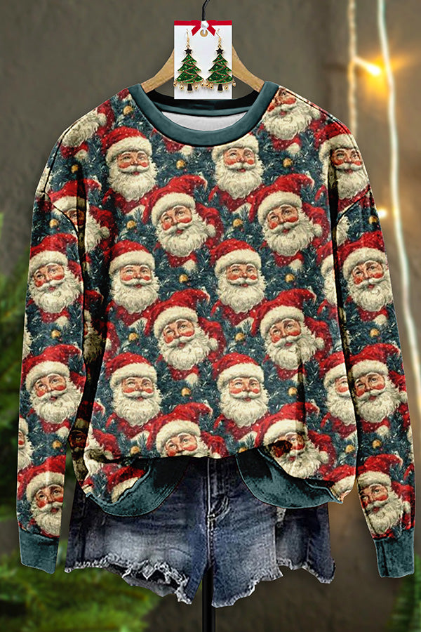 Vintage Santa Claus Print Sweatshirt