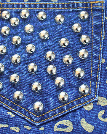 Distressed Loose High Waisted Studded Denim Shorts