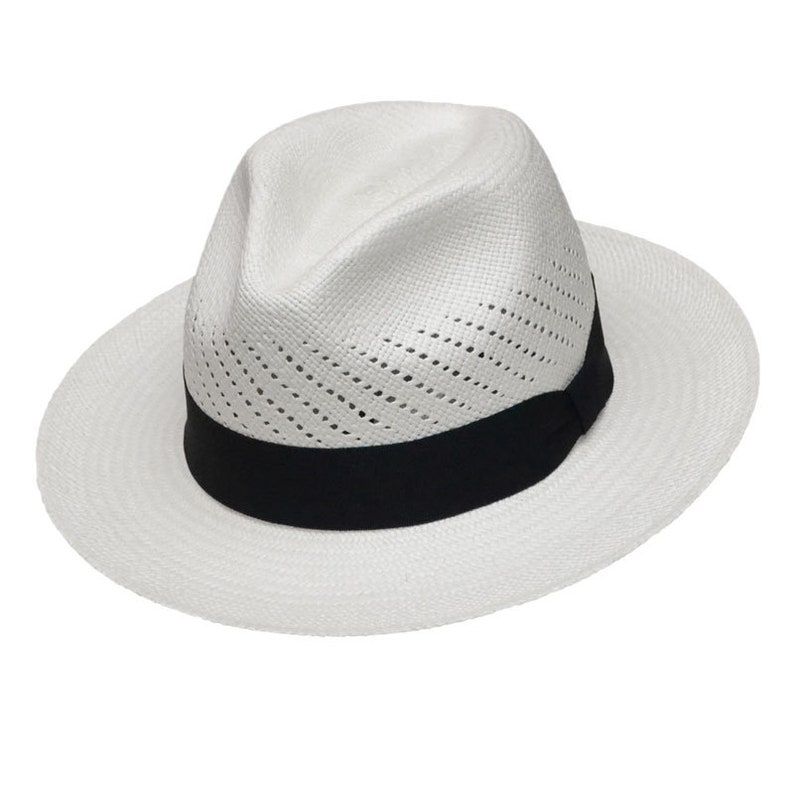 Classic Vented Panama Hat - Brisa Weave - White Straw - Black Band - Handwoven in Ecuador - GPH - HatBox Included-FREE SHIPPING