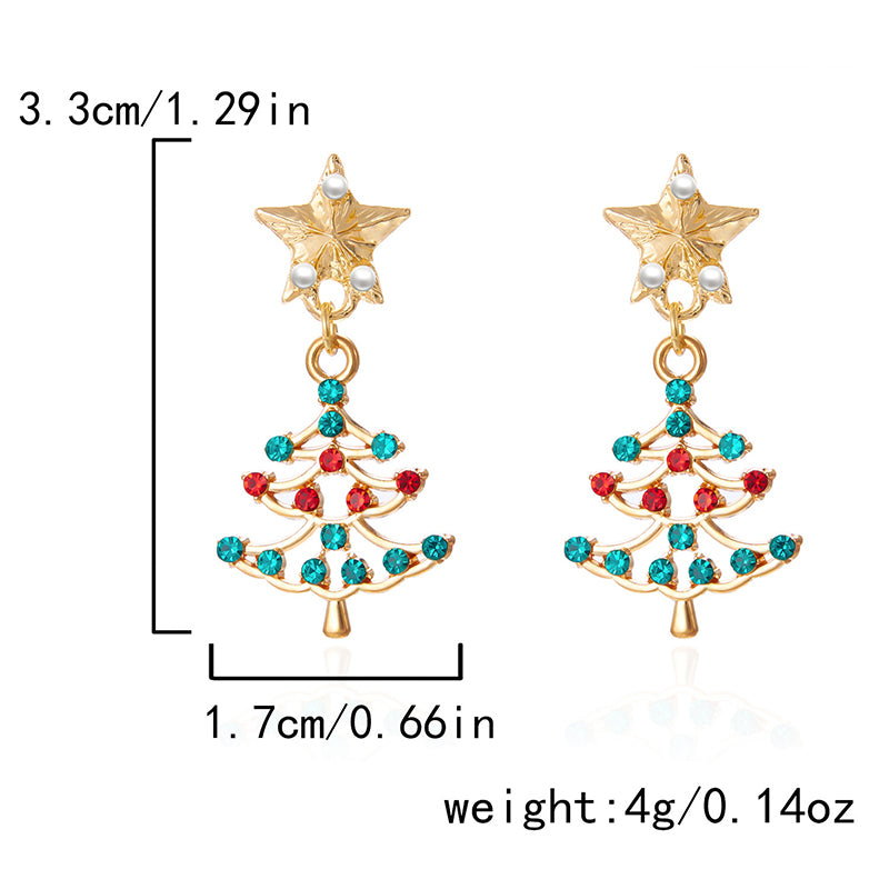 Sparkling Colourful Christmas Tree Earrings